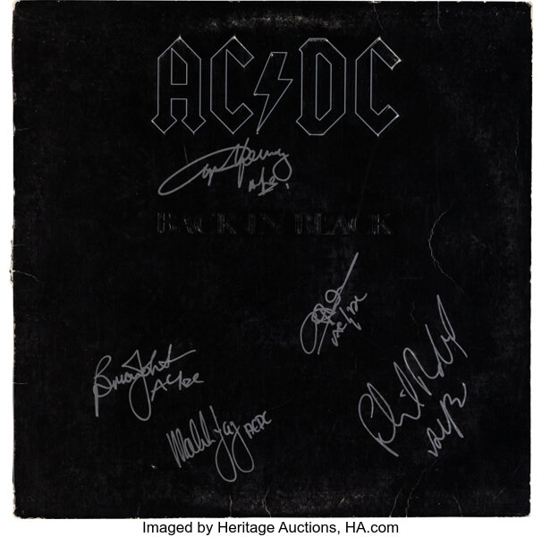 AC/DC Signed Back In Black LP (Atlantic 16018, 1980).... Music