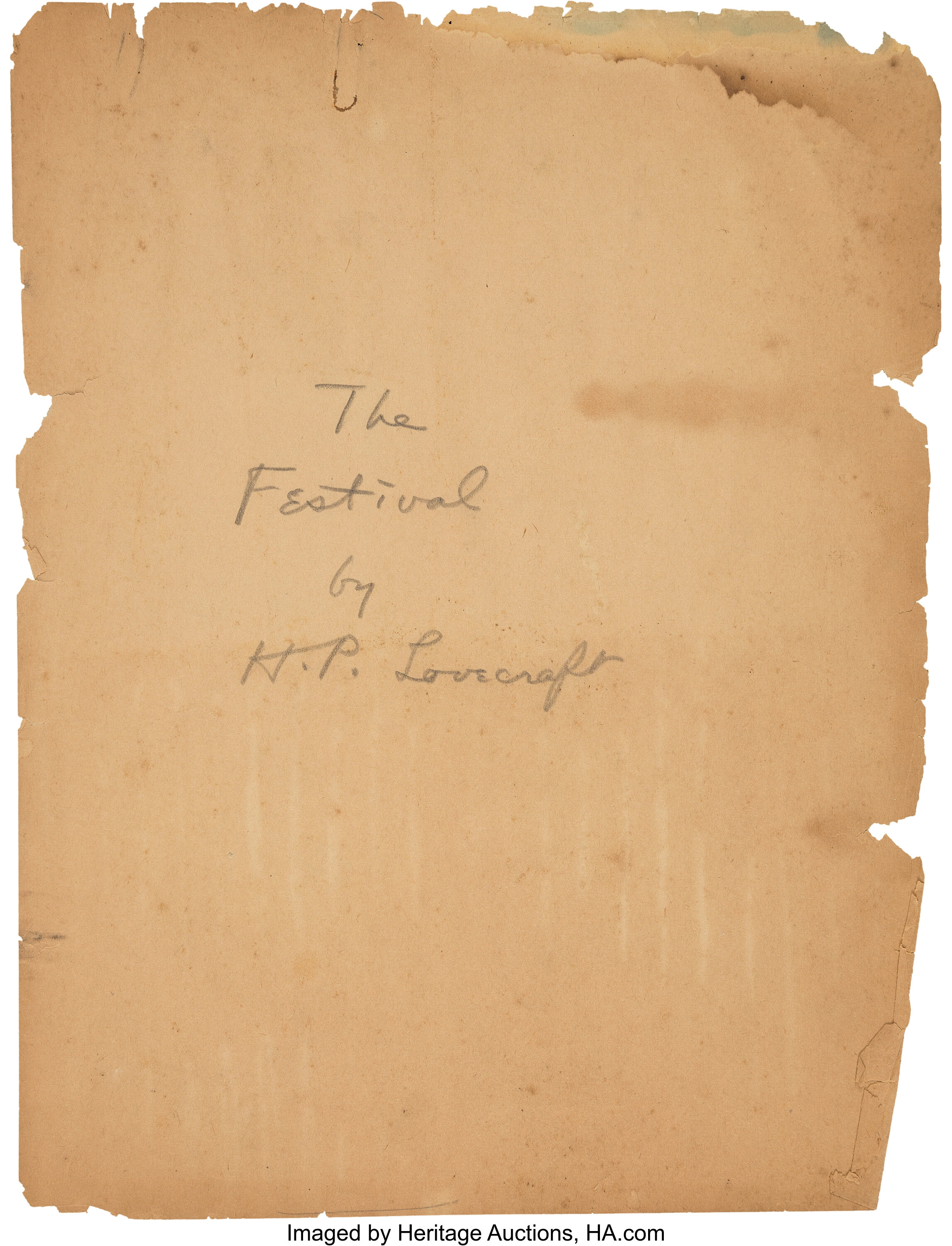 H. P. Lovecraft [American author, 1890-1937]. Original Typescript | Lot  #45112 | Heritage Auctions