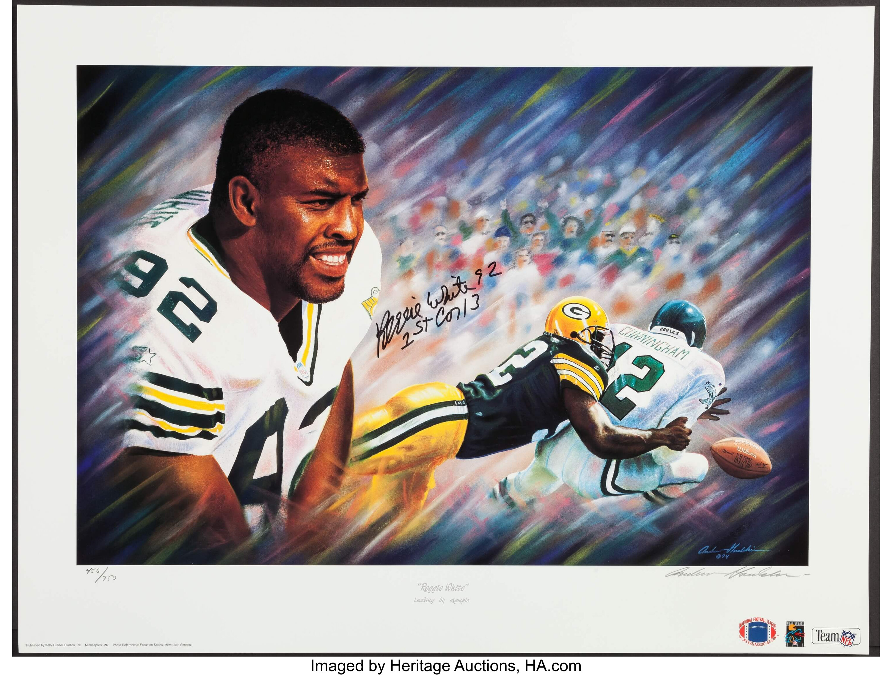 Reggie White Signed Lithograph. Football Collectibles Others, Lot  #42143