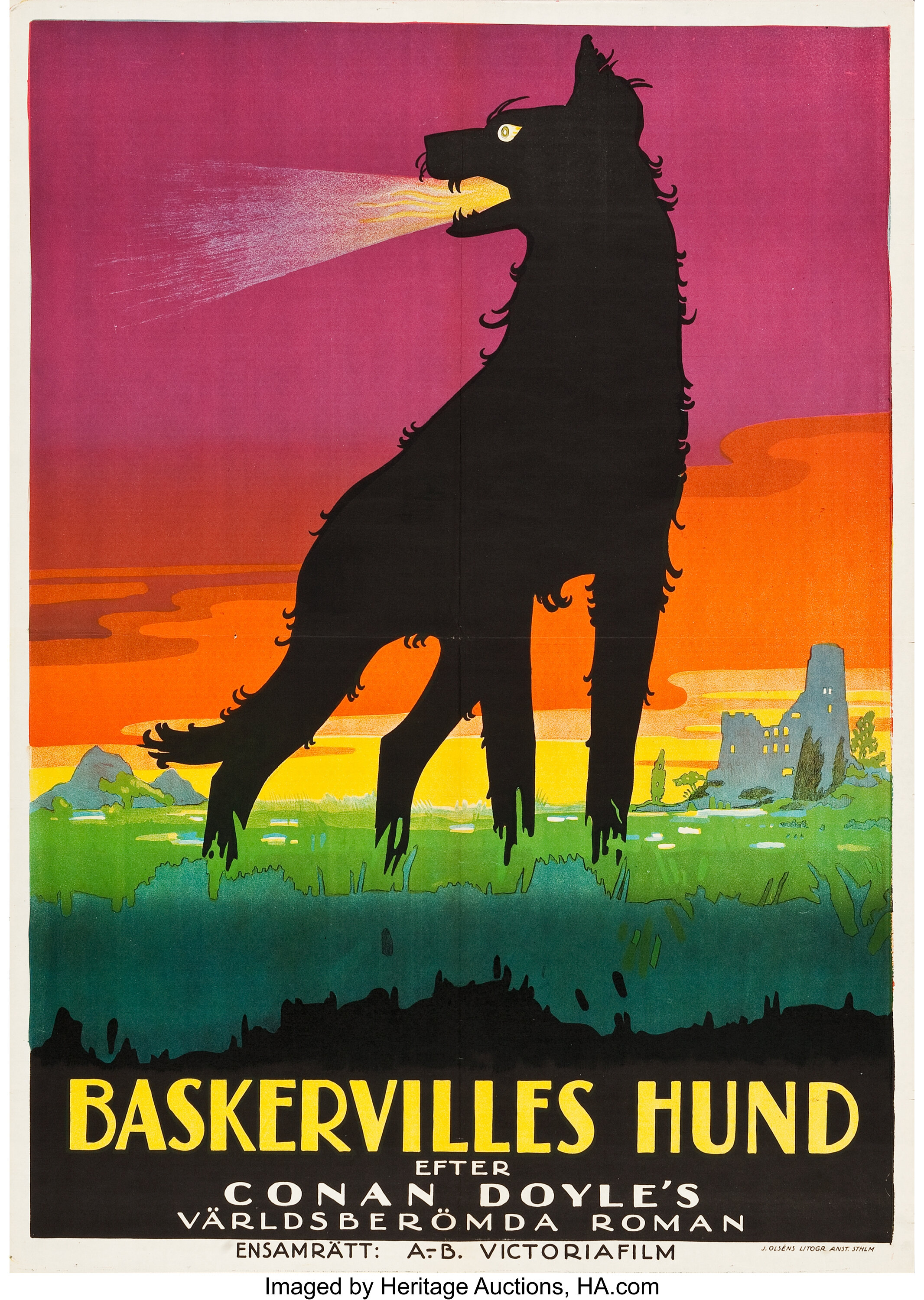 Der Hund von Baskerville (Victoria Film, 1929). Swedish One Sheet | Lot #86153 | Auctions