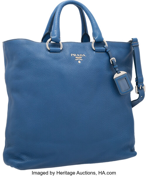 Prada Cobalto Blue Vitello Daino Leather Shopping Tote Bag. | Lot #58597 |  Heritage Auctions