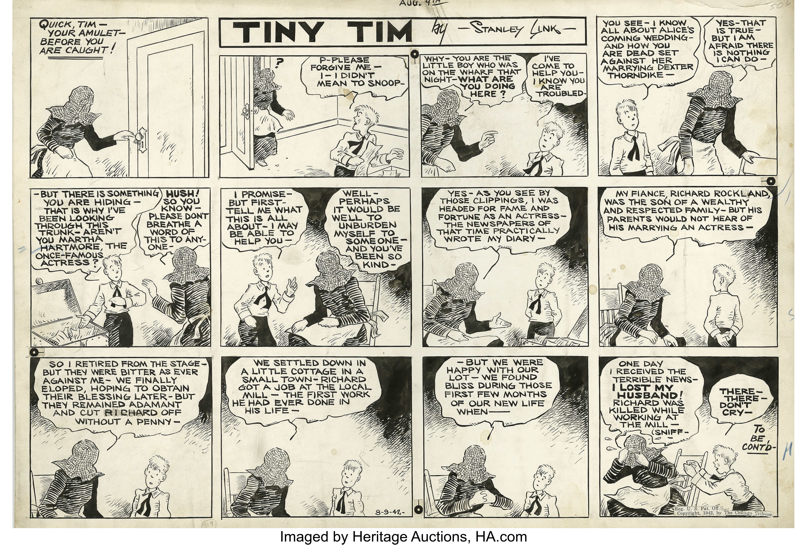 Stanley Link Tiny Tim Sunday Comic Strip Original Art Group Of