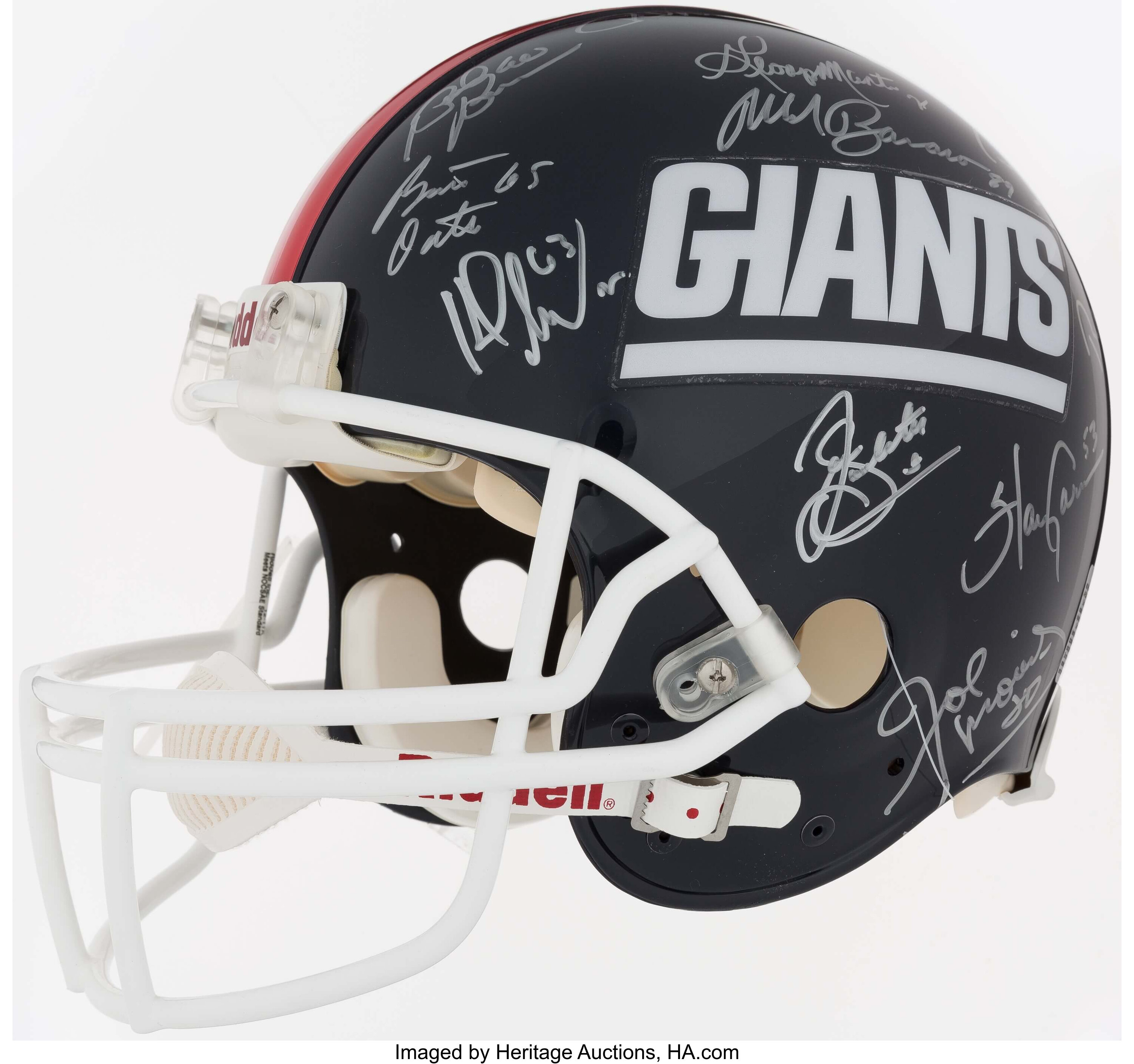 1986 New York Giants Team Signed Full Sized Helmet.  Football, Lot  #42132