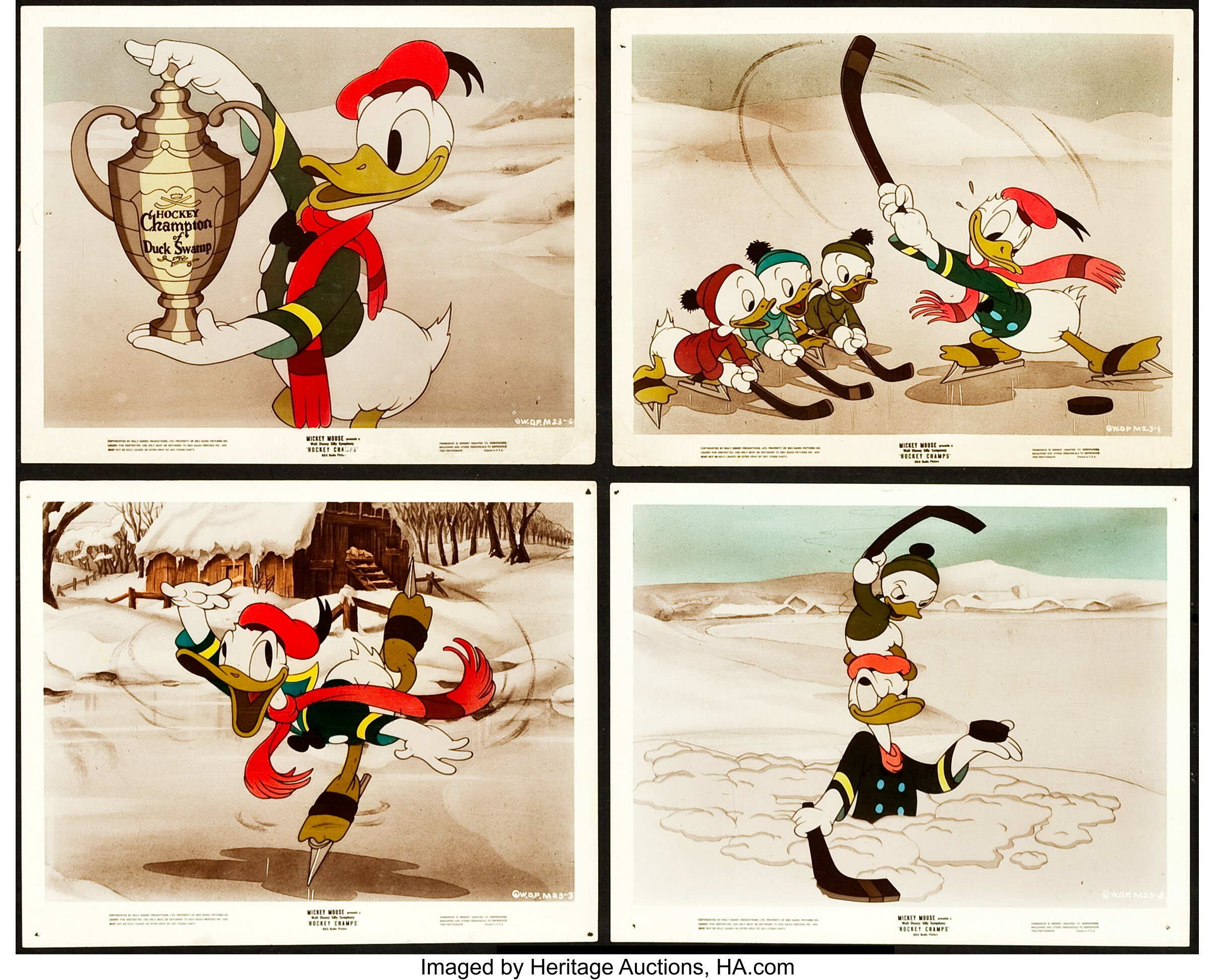 Donald Duck in The Hockey Champ (RKO, 1939). Color Glos Photos (4 ...