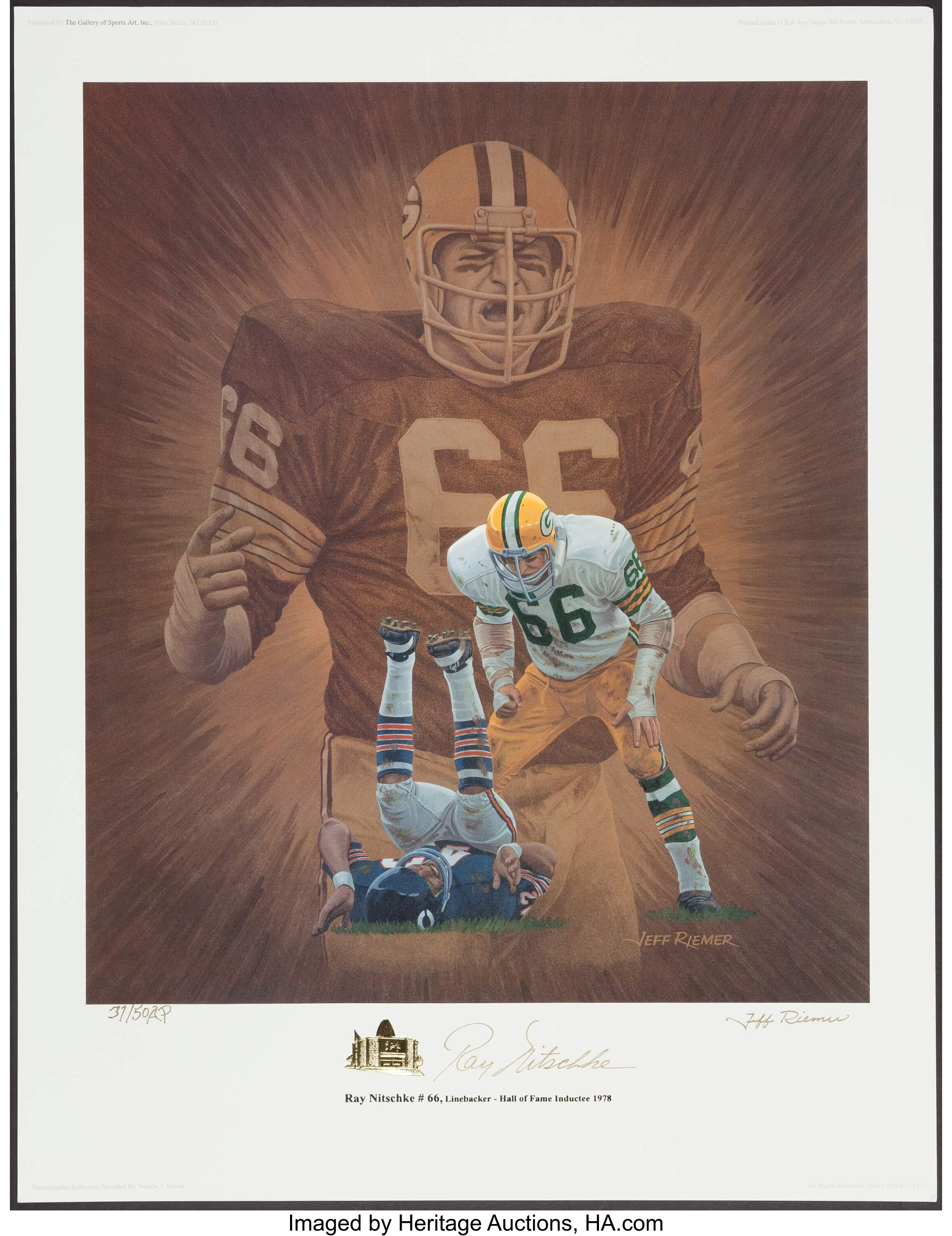 Ray Nitschke Signed Lithograph. Football Collectibles Others