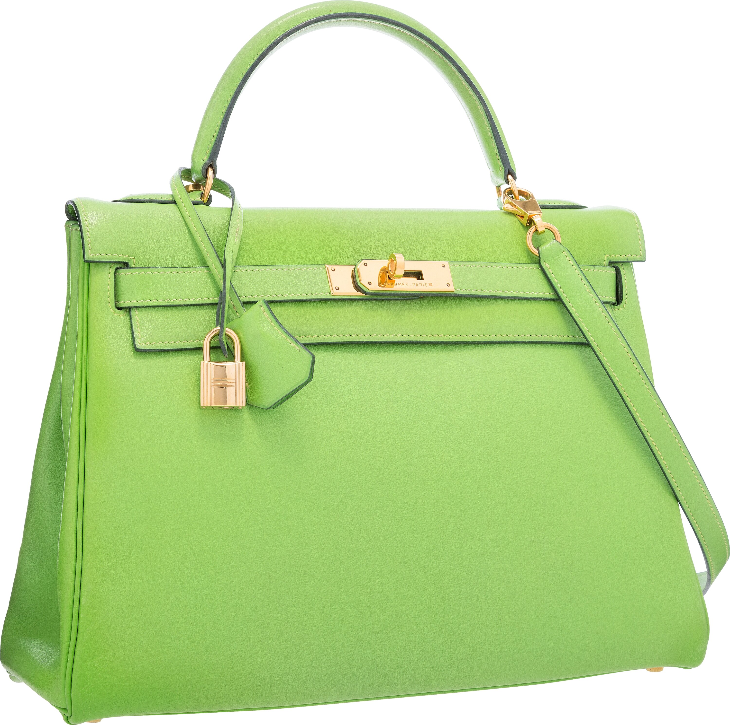 Vintage Hermes Kelly Retourne 20 Vert Cru Gulliver Gold Hardware