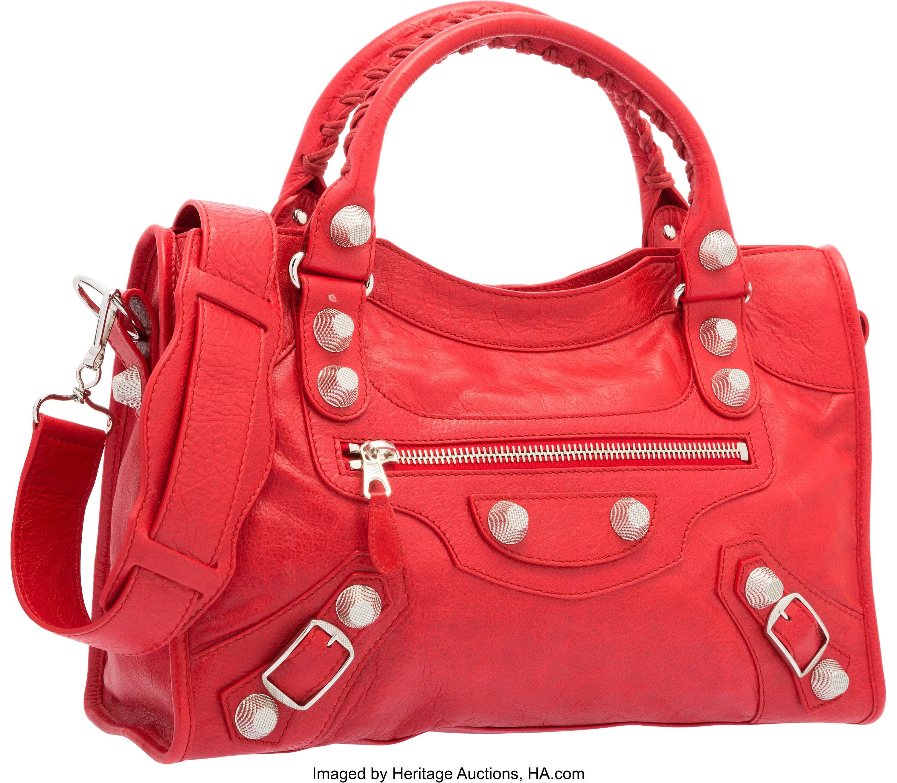 analyse Om medley Balenciaga Rouge Coquelicot Red Lambskin Leather Giant 12 Silver | Lot  #58396 | Heritage Auctions