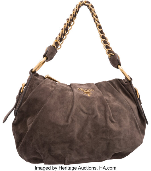 PRADA VINTAGE BROWN SUEDE SAMOSCIATO SHOULDER BAG