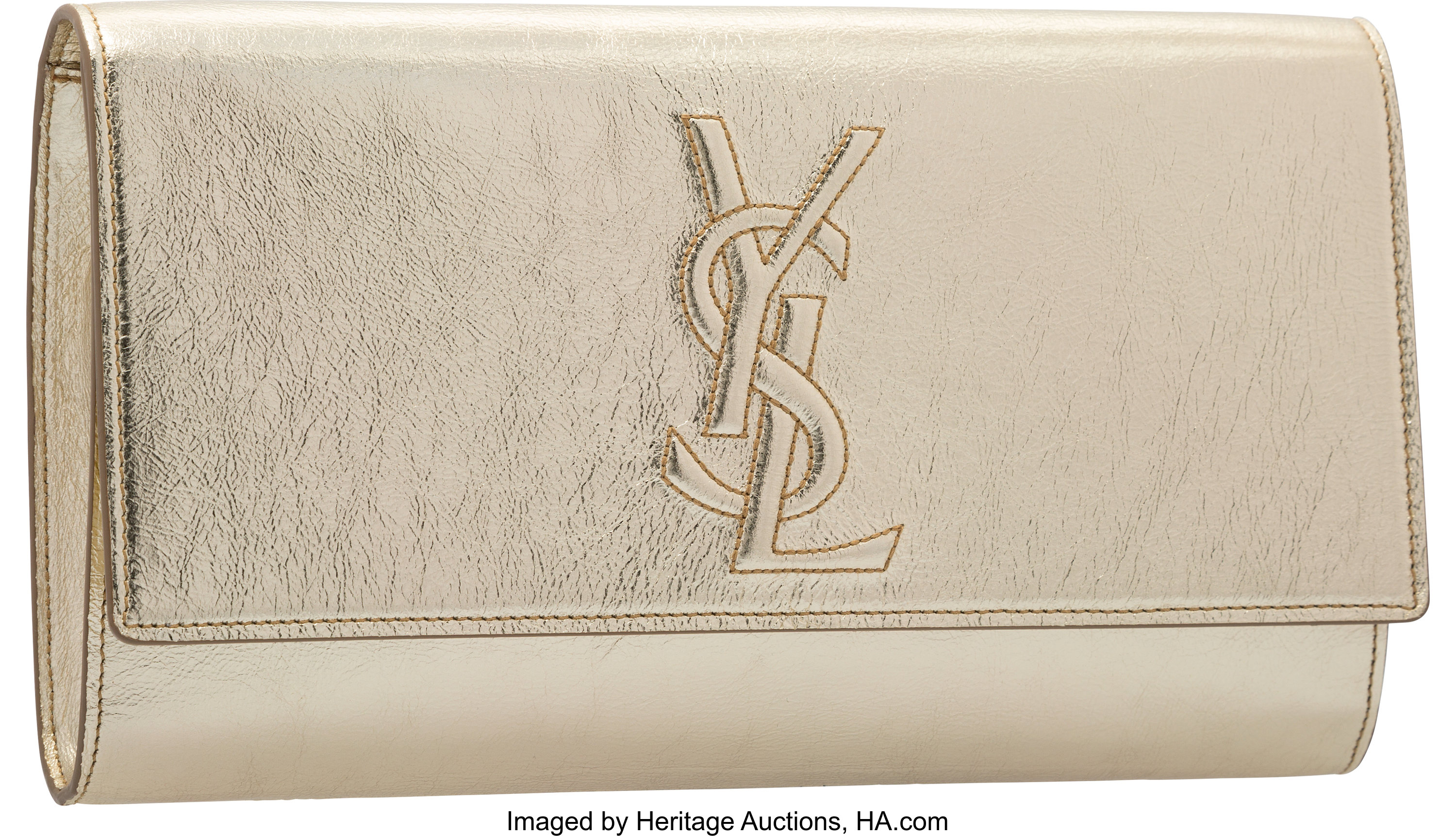 Yves Saint Laurent Metallic Gold Leather Belle De Jour Flap Clutch