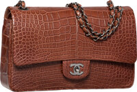 Chanel Classic Jumbo Double Flap Bag in Shiny Fuchsia Alligator