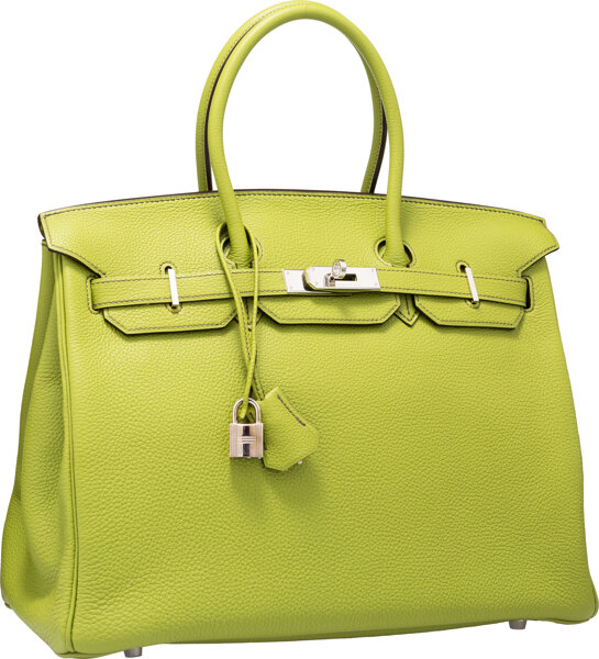 Hermes Womens Vert Anis Green Gold Hardware Togo Leather 35 cm Birkin  Handbag