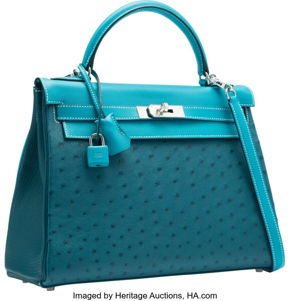 Hermes Birkin Ostrich Bag in Colbalt with Palladium Hardware