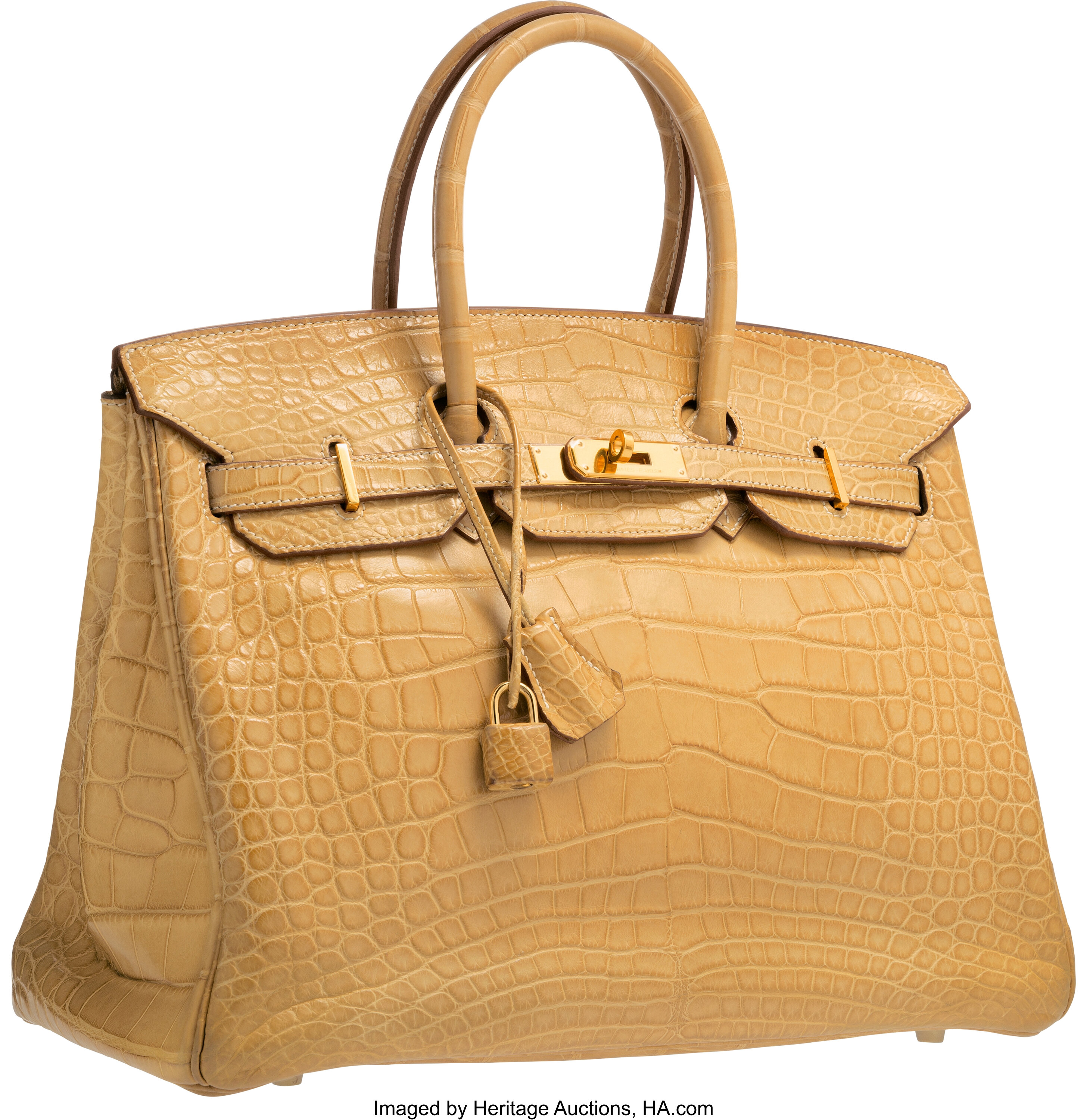 Hermes 35cm Natural Barenia Leather Birkin Bag with Brushed Gold, Lot  #58397