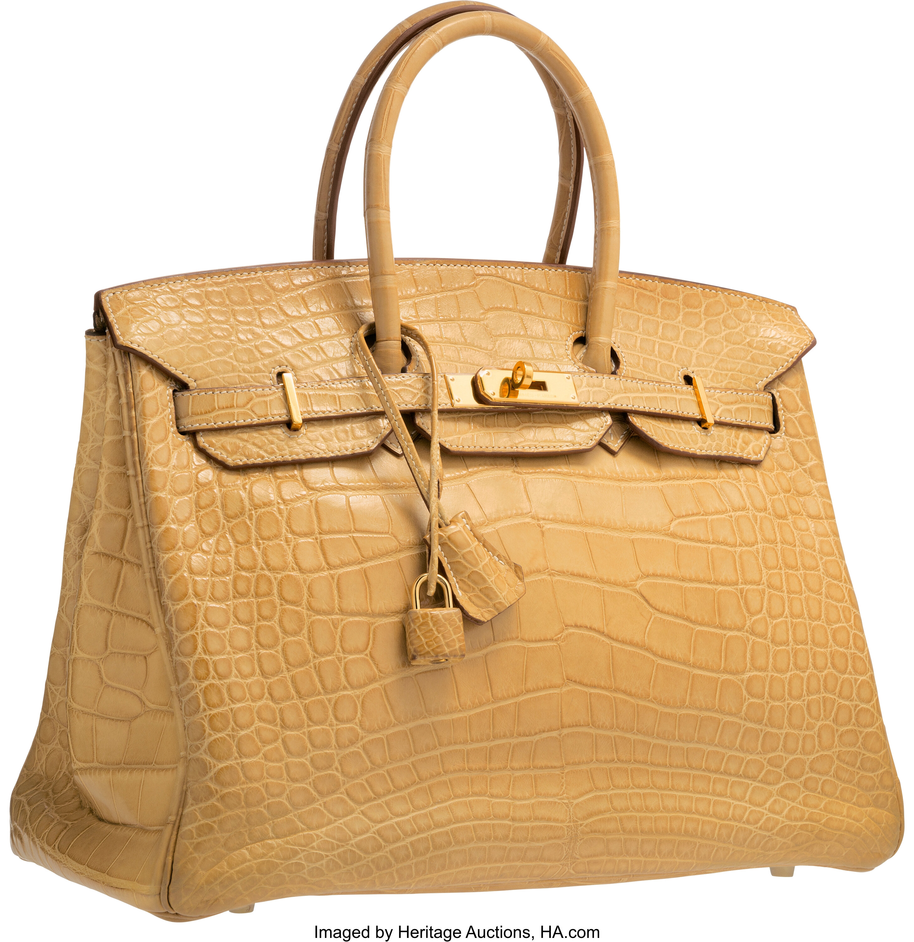 Hermes Mais Yellow Matte Aligator Crocodile Leather Birkin 35 Tote Bag