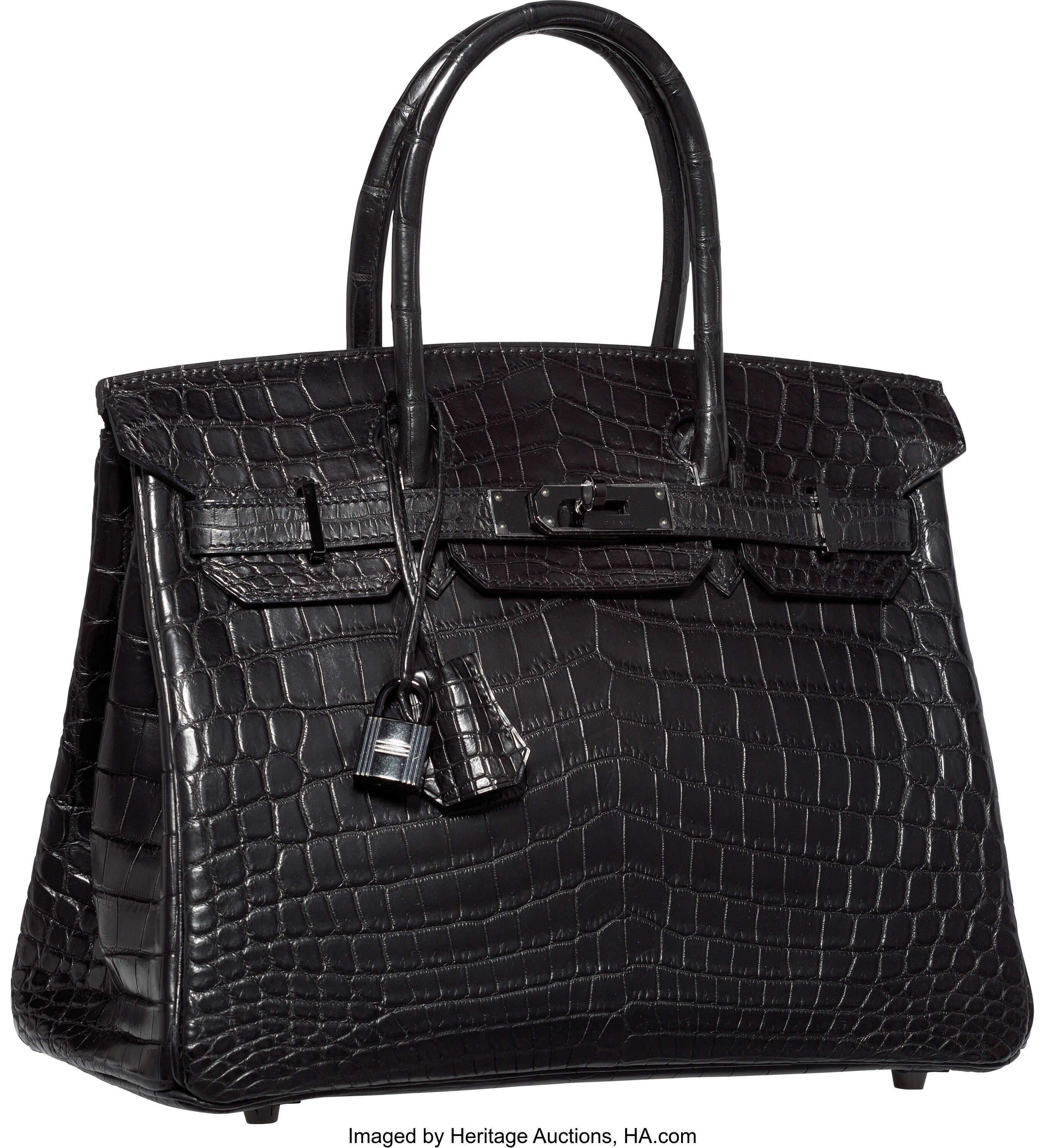 Replica Hermes Birkin 30cm Bag In Black Embossed Crocodile Leather