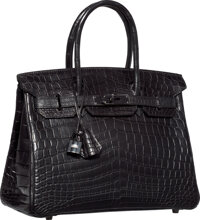 Sold at Auction: HERMES DIAMOND KELLY CUT IN BLUE MARINE CROCODILE