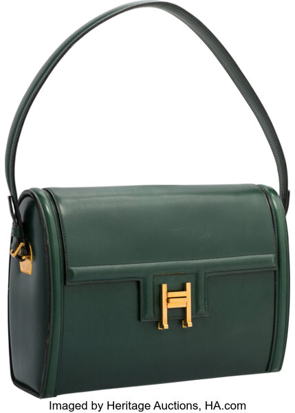 Hermes 32cm Vert Fonce Calf Box Leather Kelly Bag with Gold, Lot #58529