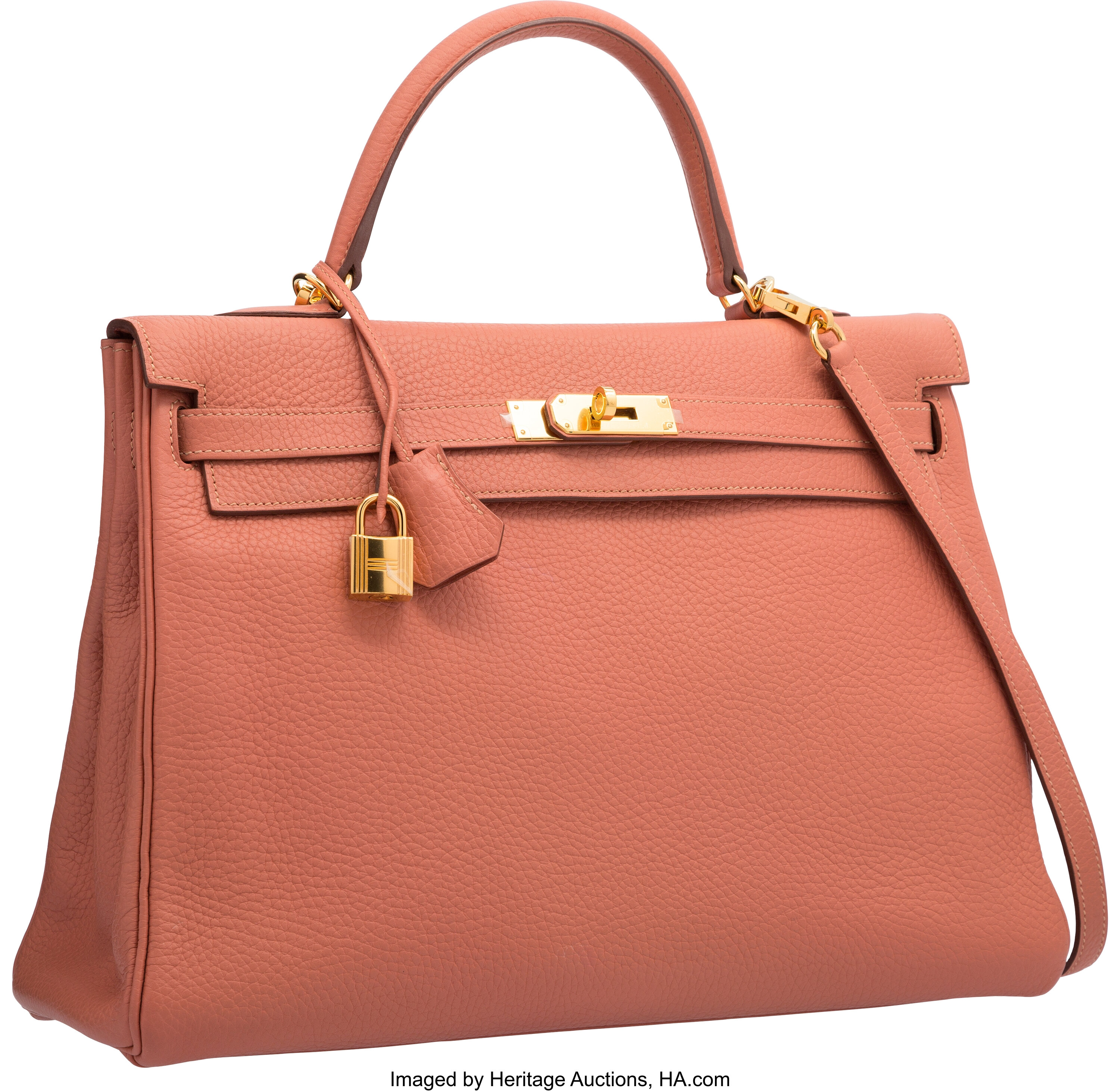 Hermes Rose Tea Clemence Leather Kelly Retourne 35 Auction