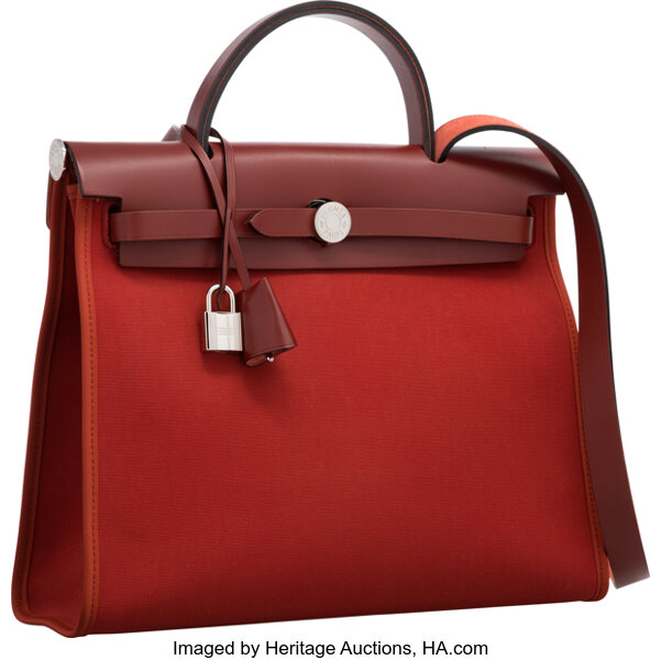 Hermès Herbag 50 Travel Bag Natural/Ecru Toile H / Vache Bride Leather
