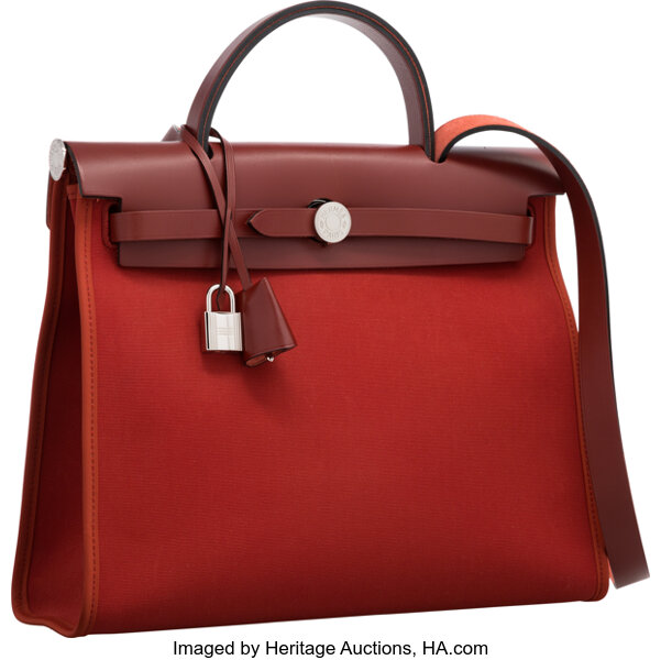 Hermes Herbag 31cm Fauve & Beton Vache Hunter and Toile Gold Hardware