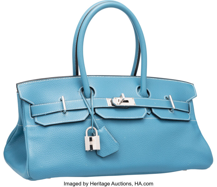 HERMES 42cm Blue Jean Clemence Leather Palladium Hardware JPG Shoulder  Birkin Bag – luxury Watches