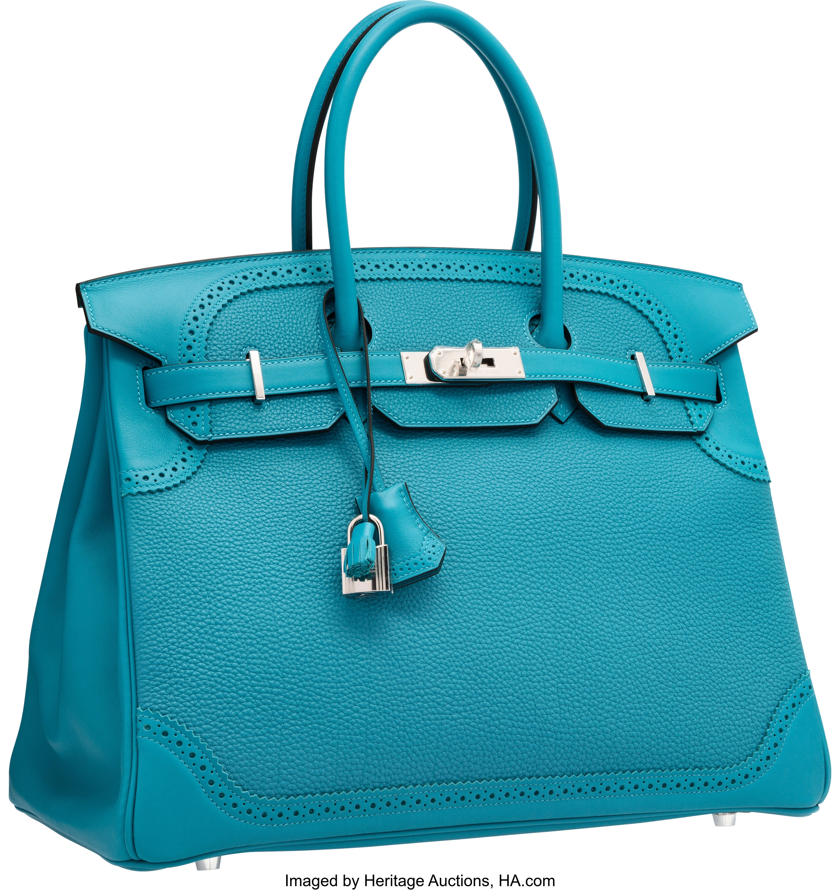 Hermès Limited Edition 30cm Turquoise Togo & Swift Leather Ghillies, Lot  #58114
