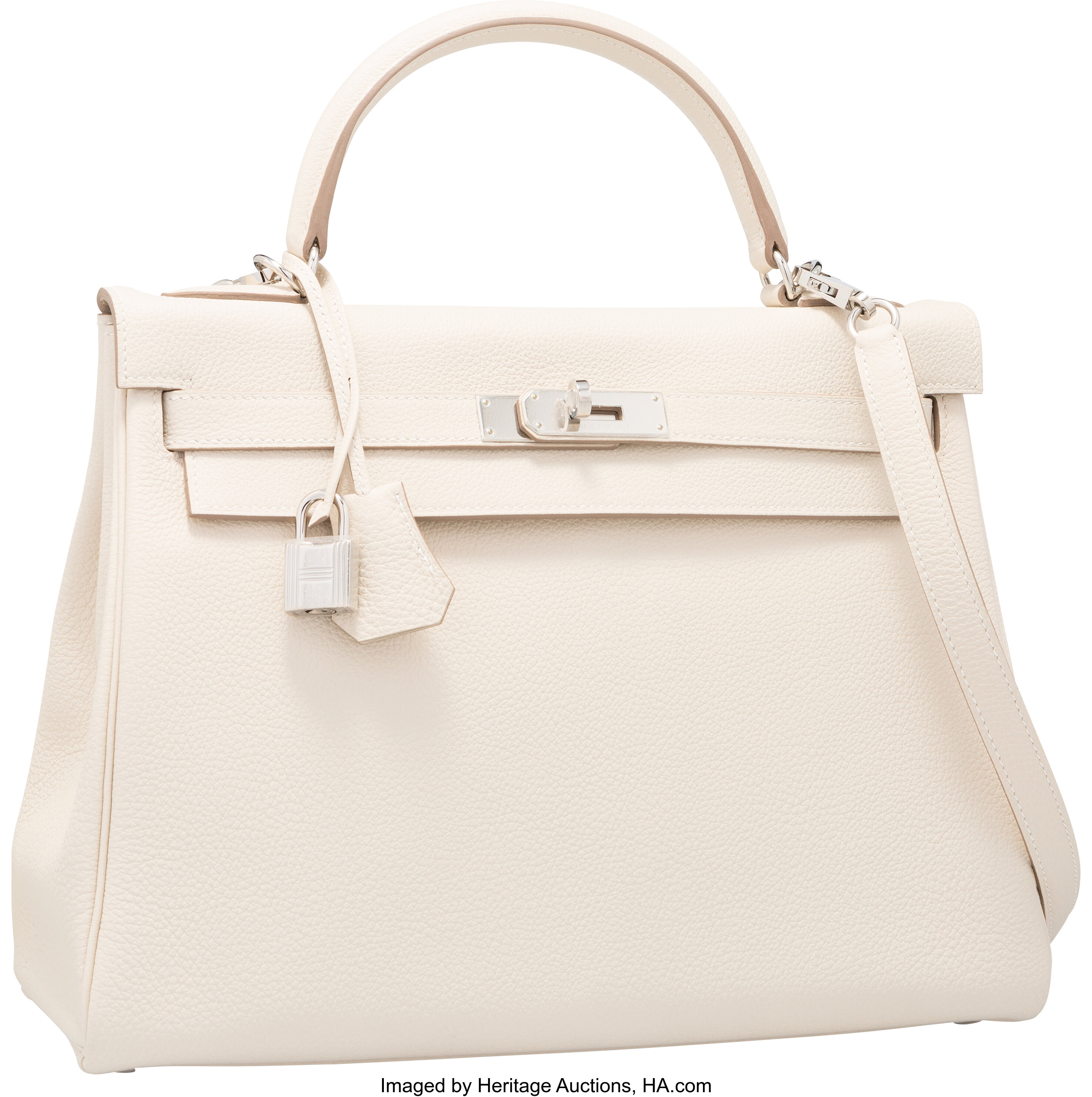 Hermes 32cm Bi-Color Kraft Togo and Anemone Chevre Leather Palladium Plated  Kelly Retourne Bag - Yoogi's Closet