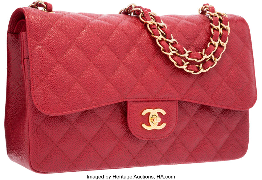 Chanel Red Quilted Caviar Leather Jumbo Double Flap Bag with Gold | Lot  #58015 | Heritage Auctions