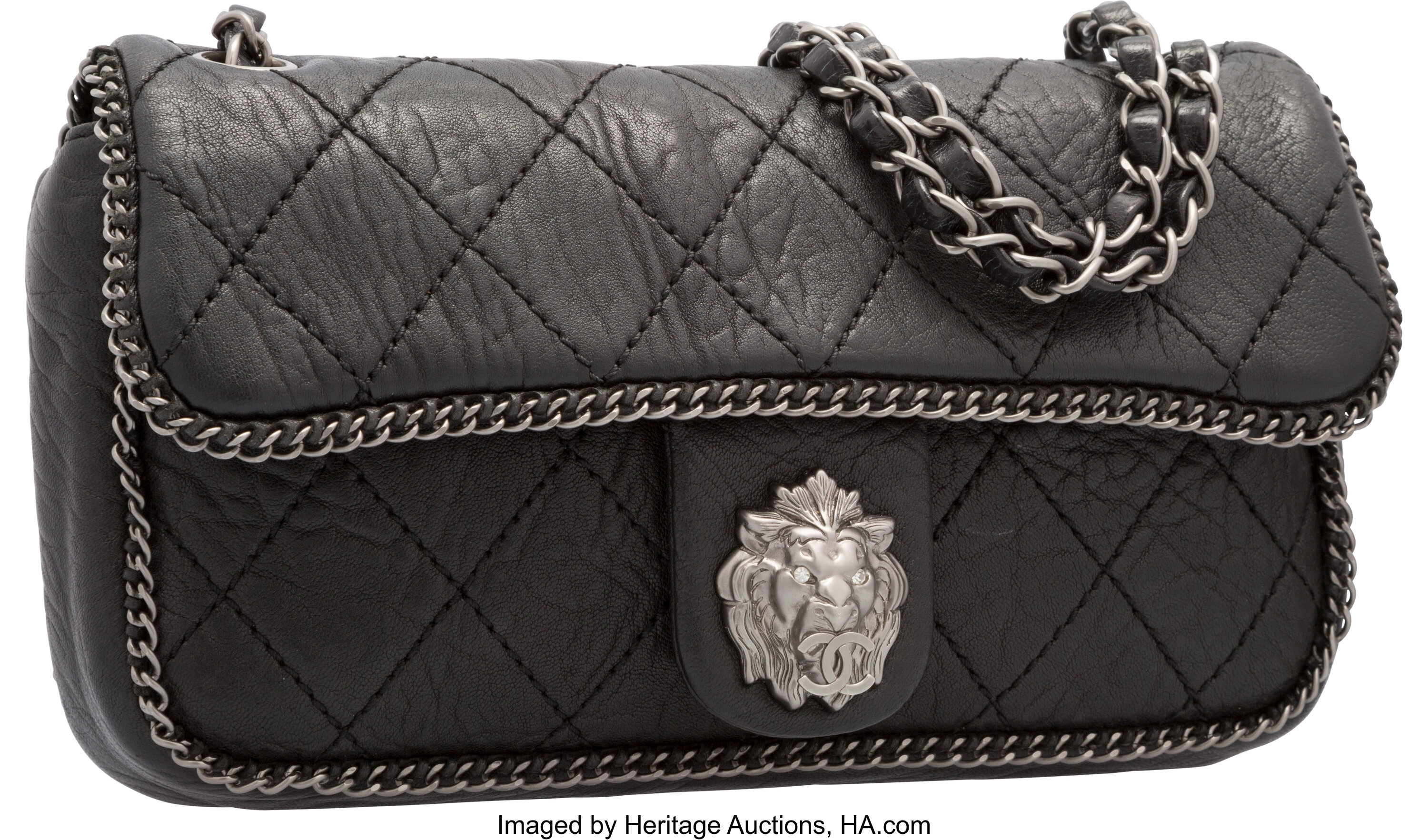 Chanel Red And Silver Paris-Moscow Leo Lion Brocade Double Flap