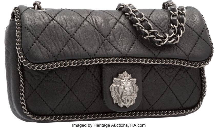 Sold at Auction: Chanel, Chanel Ladies Black Leather and Silver