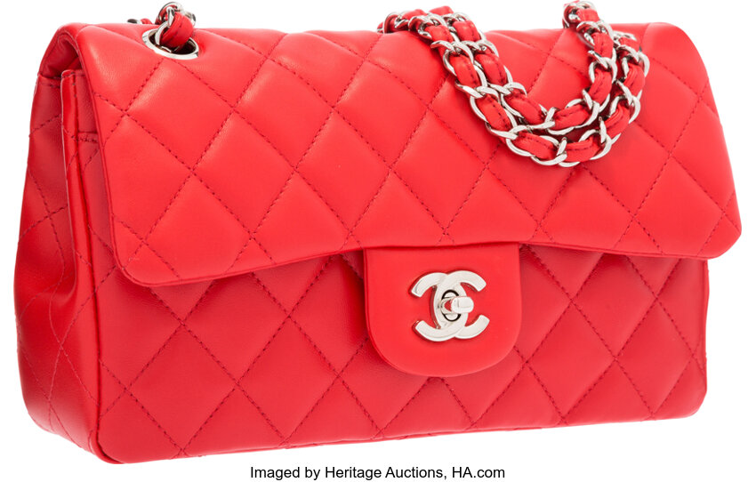 Chanel Red Quilted Lambskin Leather Medium Double Flap Bag with