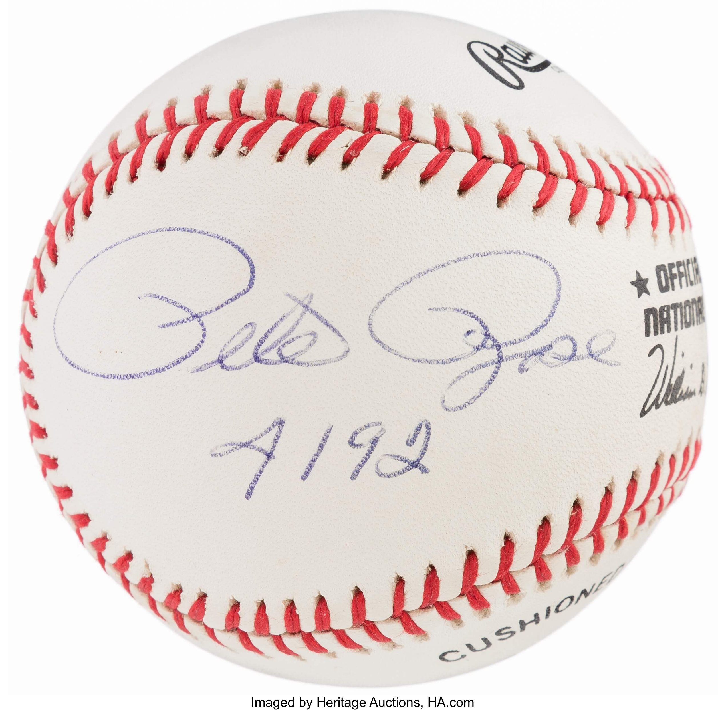Pete Rose 4192 Single Signed Baseball. Baseball Collectibles