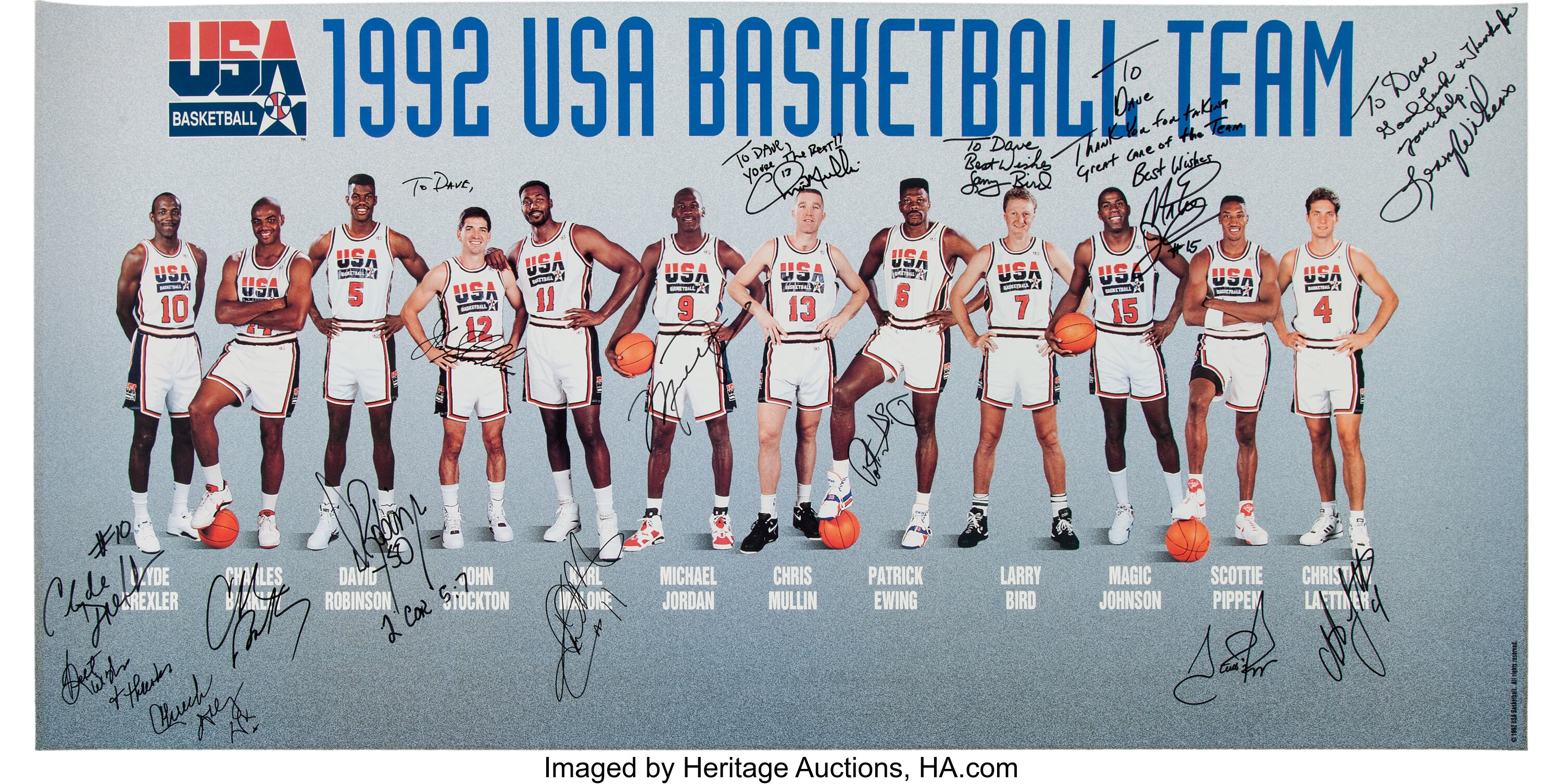 1992 Dream Team Signed Poster Fischer Collection Basketball Lot 354 Heritage Auctions