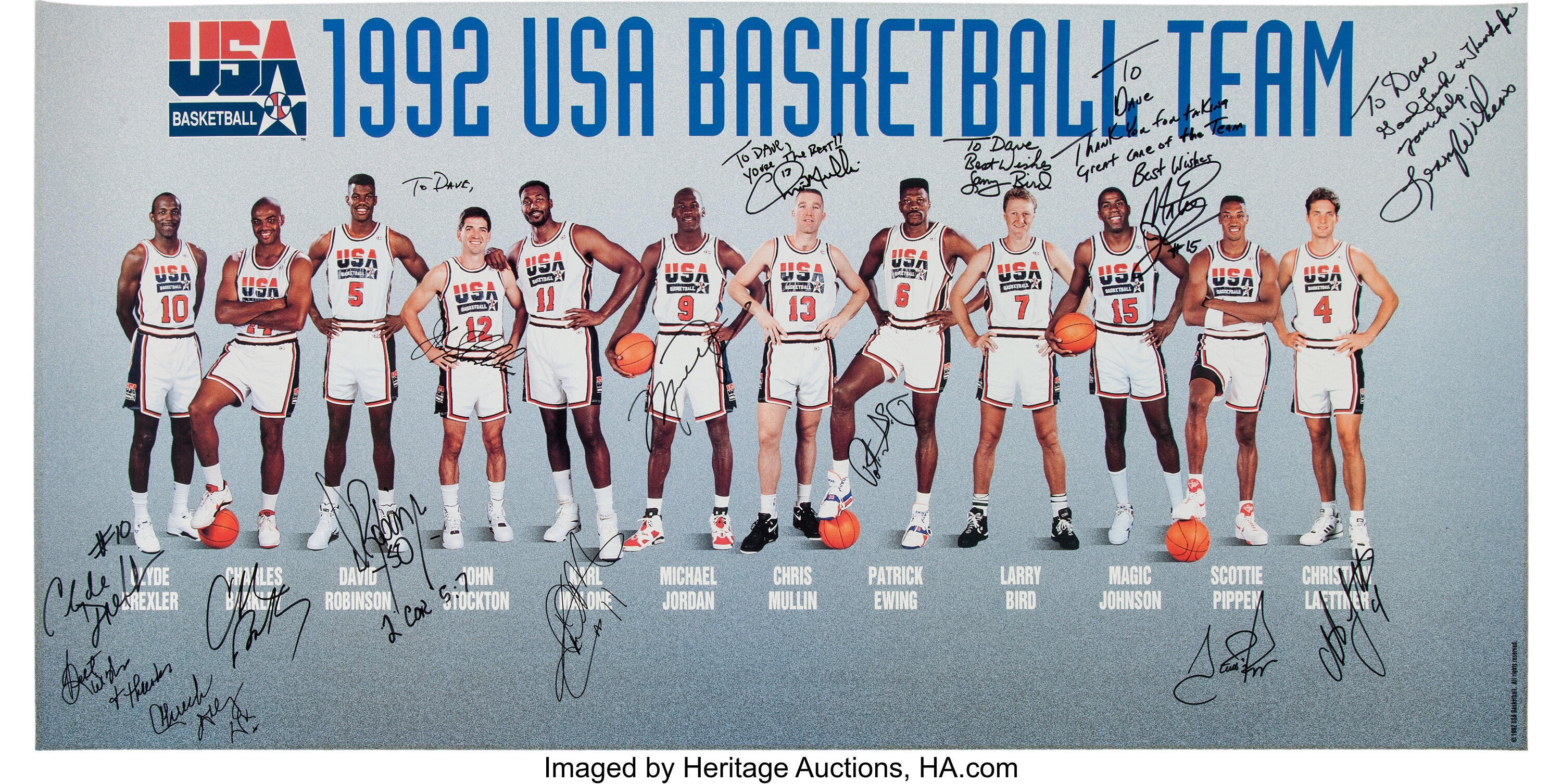 1992 Dream Team Signed Poster - Fischer Collection