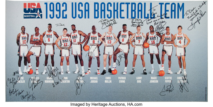 1992 Dream Team Signed Poster - Fischer Collection 