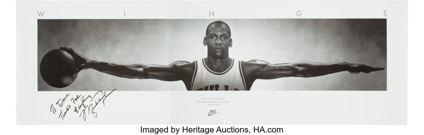 Circa 1990 Michael Jordan Signed Oversized Wings Poster - Fischer