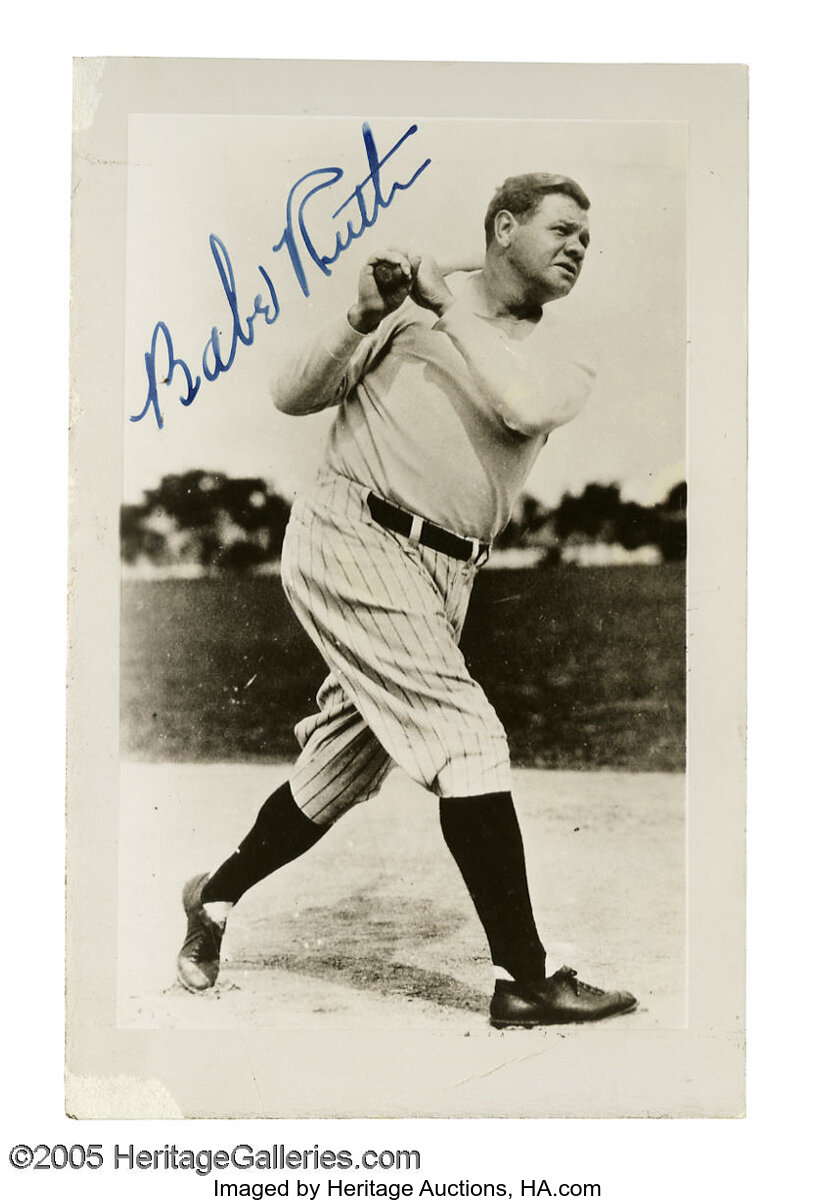 Photograph shows George Herman Babe Ruth, Ernest G. Ernie