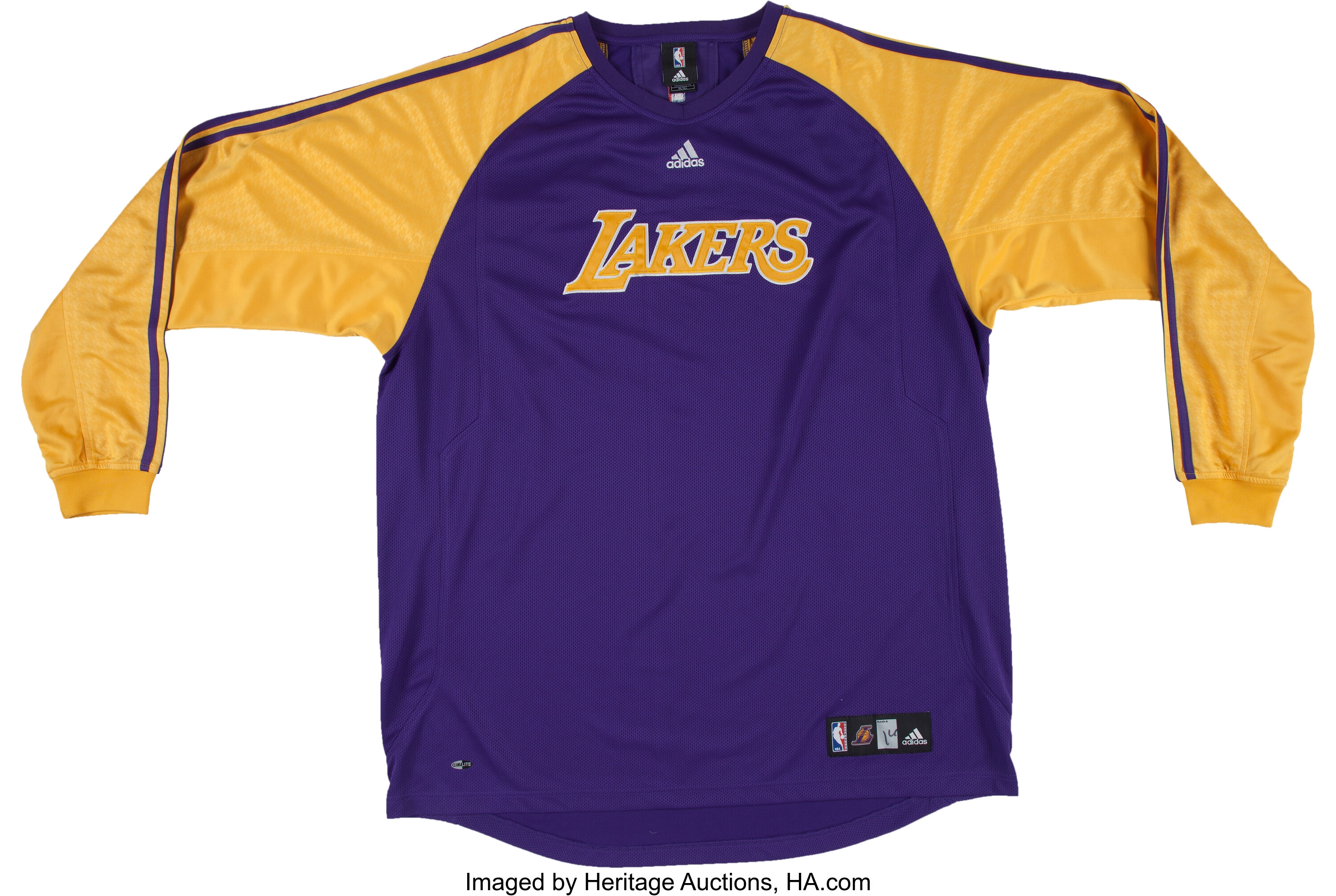 Lot Detail - Los Angeles Lakers Long Sleeve Warm-Up Shooting Shirt