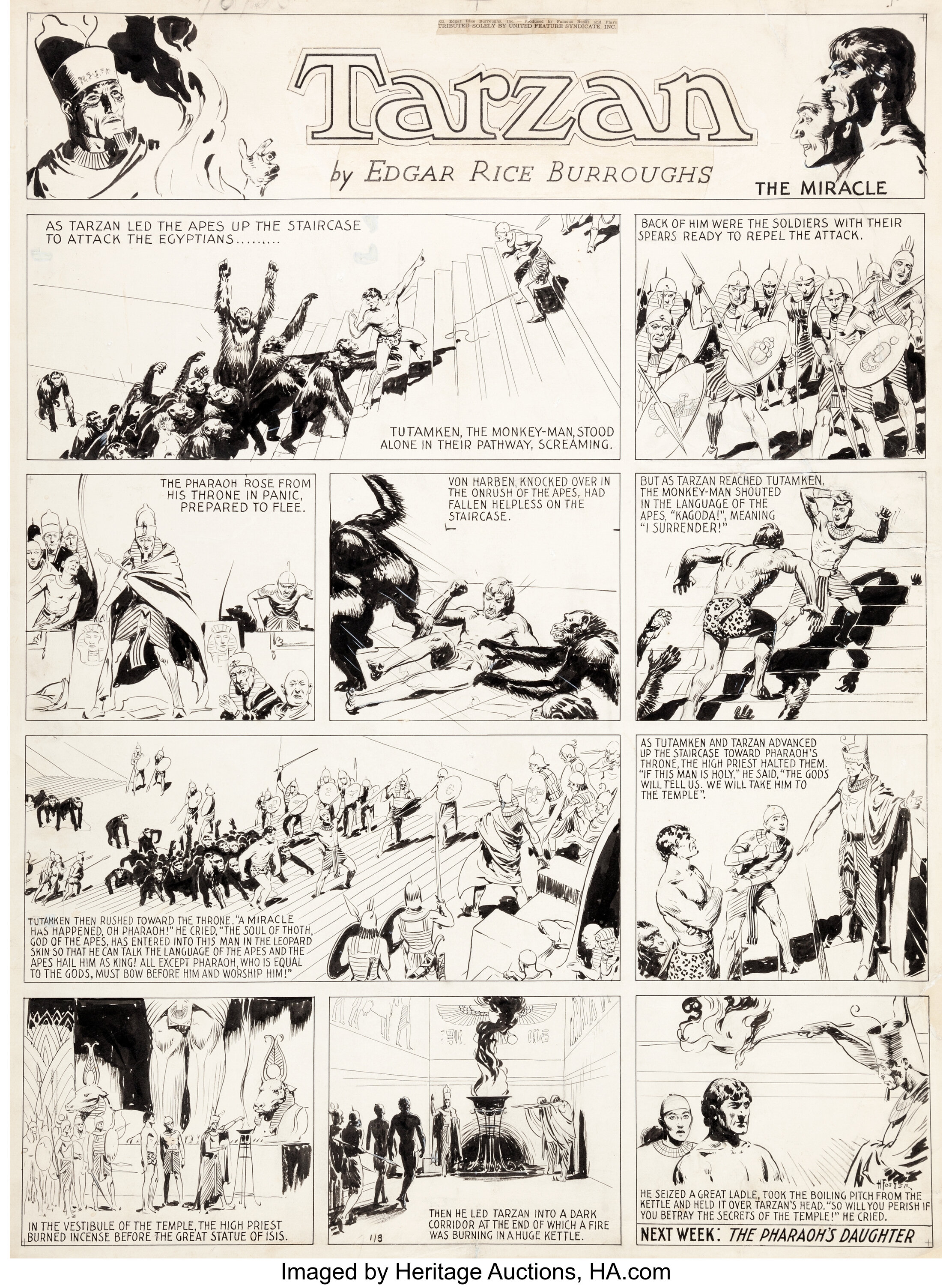 Hal Foster Tarzan Sunday Comic Strip Original Art Dated 1 8 33 Lot 92123 Heritage Auctions
