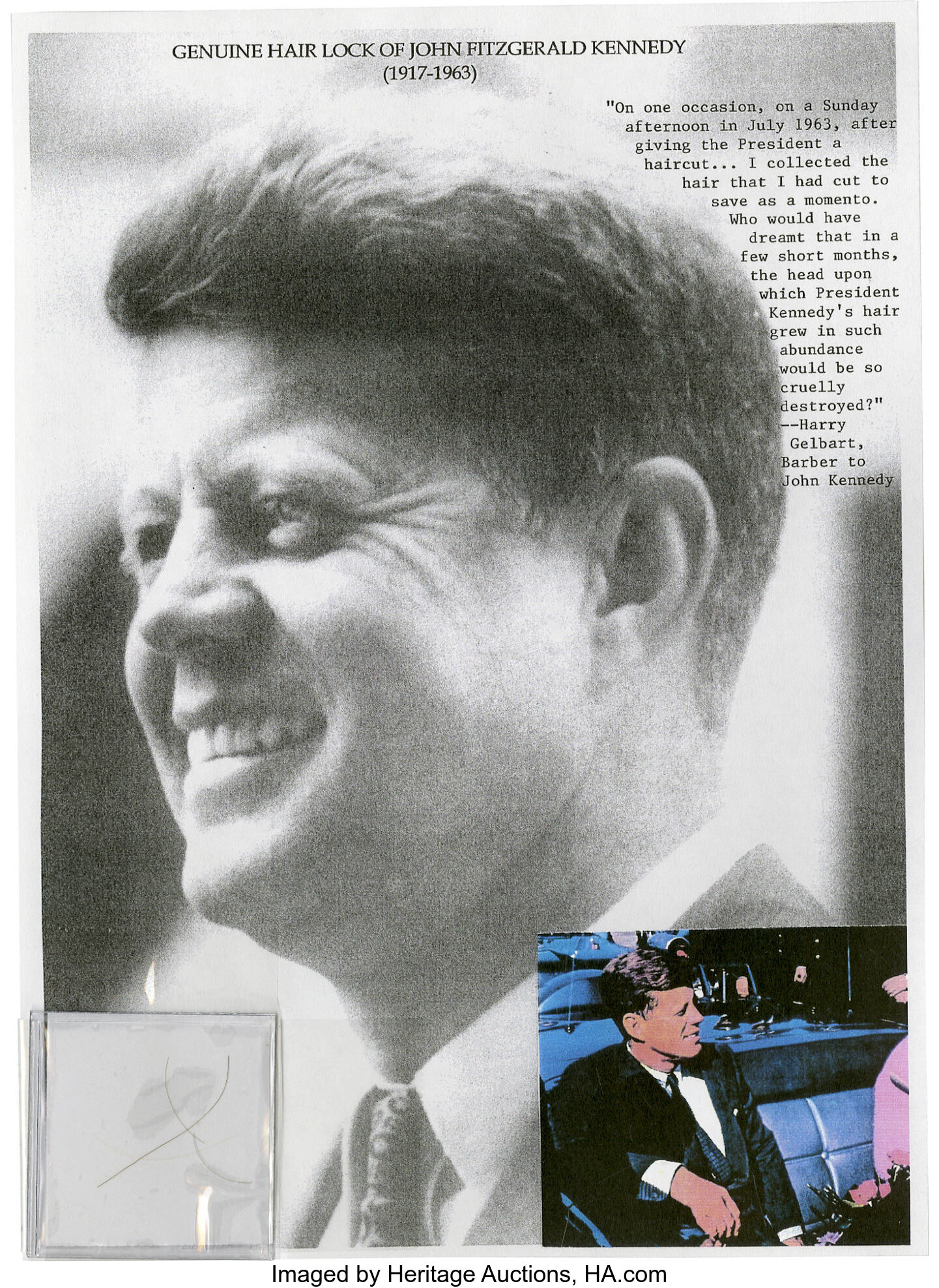 President John F. Kennedy s Hair. This lot contains five strands