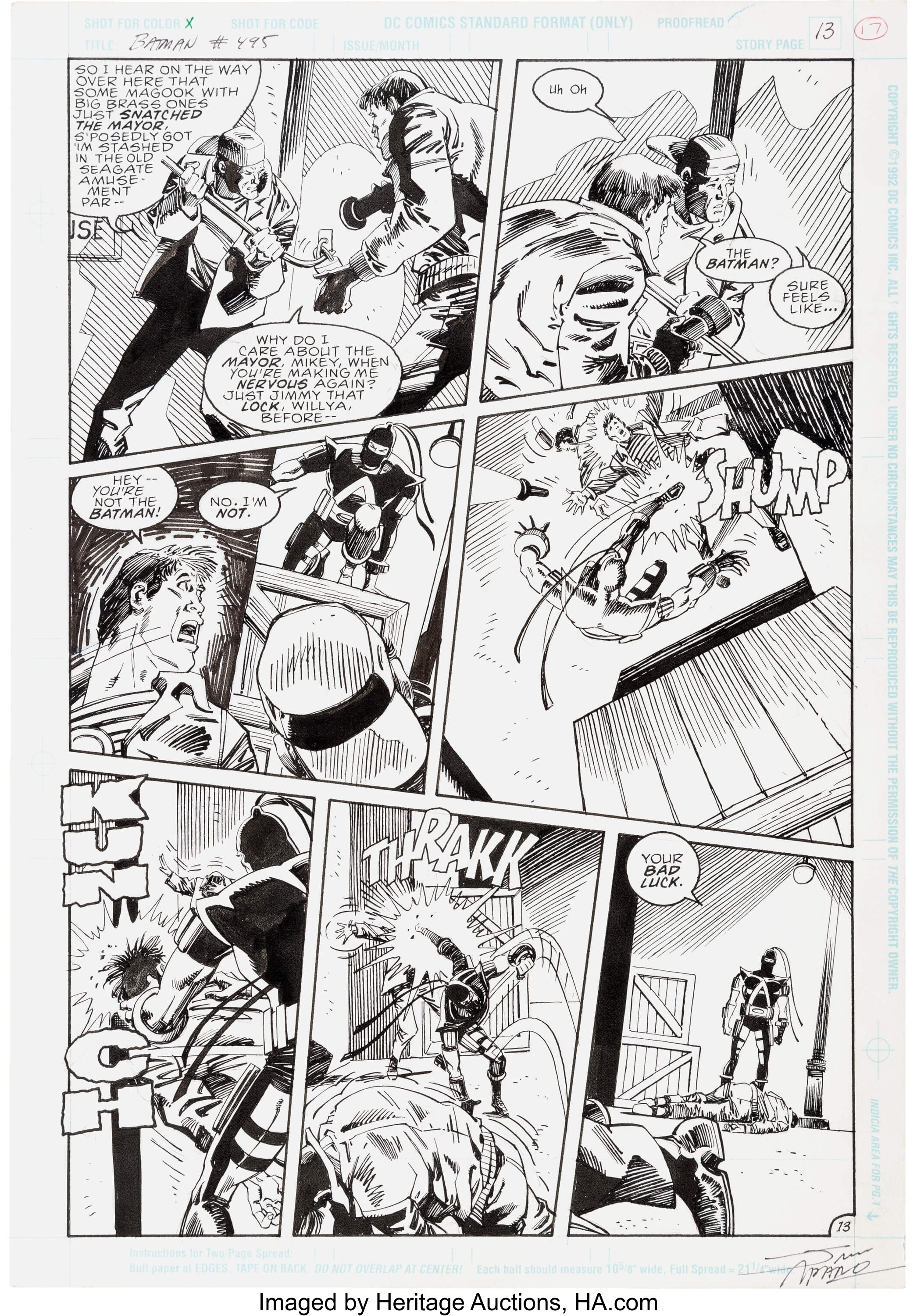 Jim Aparo and Bob Wiacek Batman #495 Story Page 13 Original Art | Lot  #11004 | Heritage Auctions