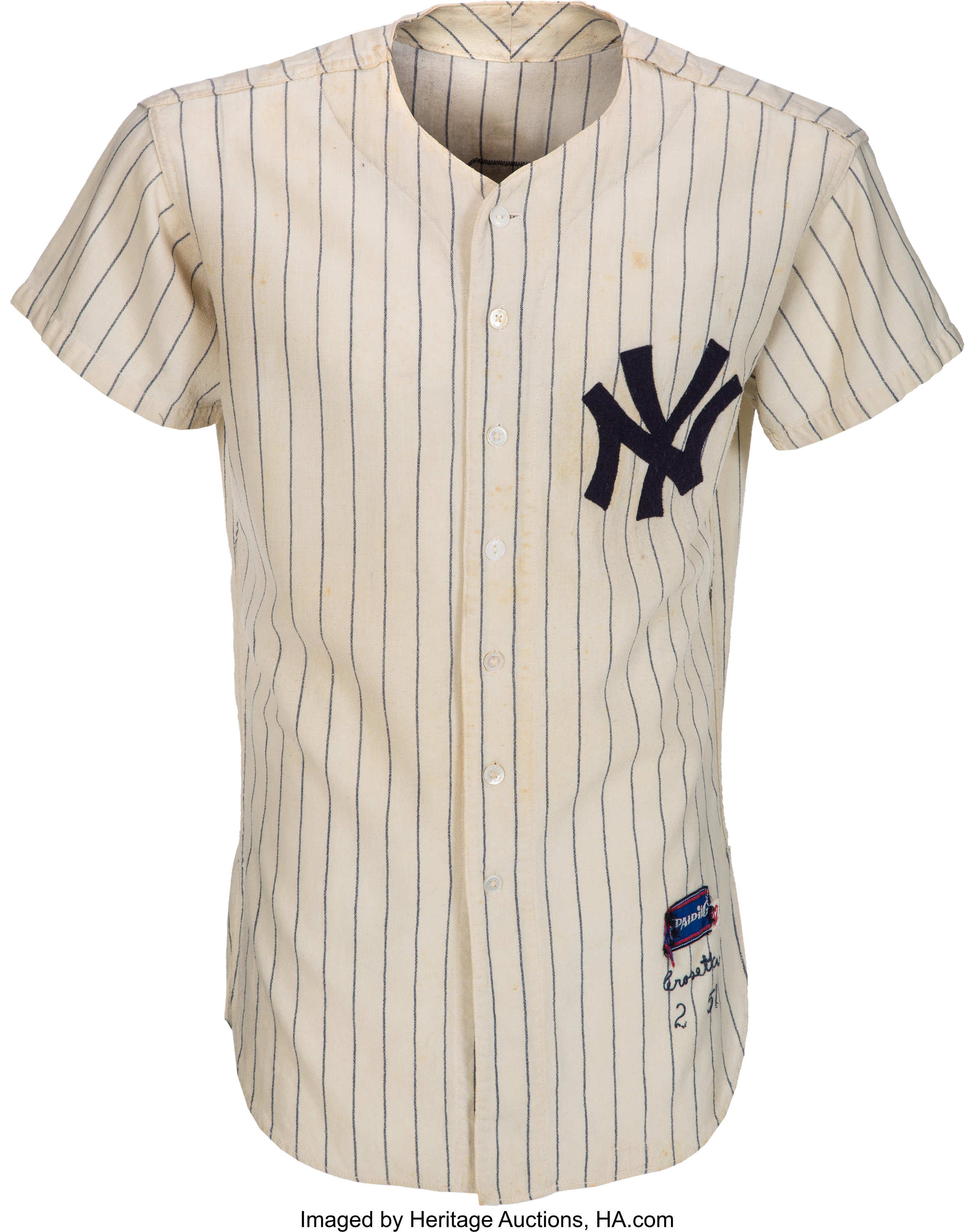 Lot Detail - 1957 Frank Crosetti Game Worn New York Yankees Jersey