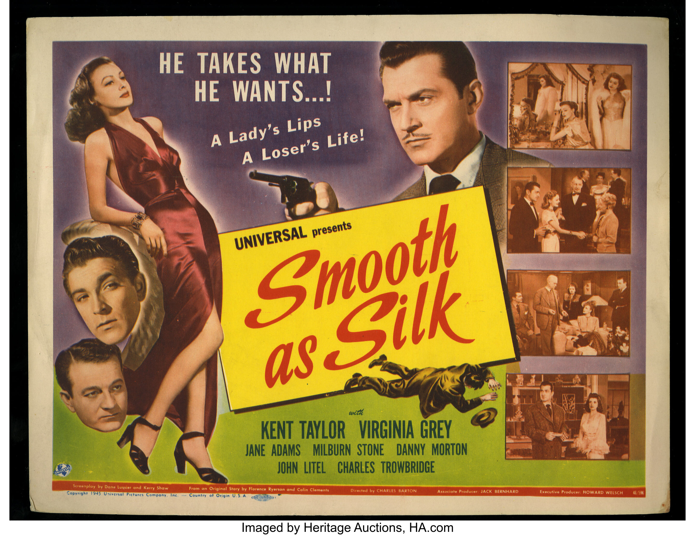 Smooth as Silk (Universal, 1946). Title Lobby Card and Lobby Cards