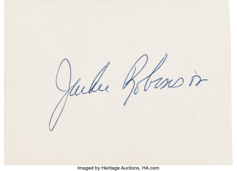 1972 Jackie Robinson Signed Cut.  Baseball Collectibles Others, Lot  #83404