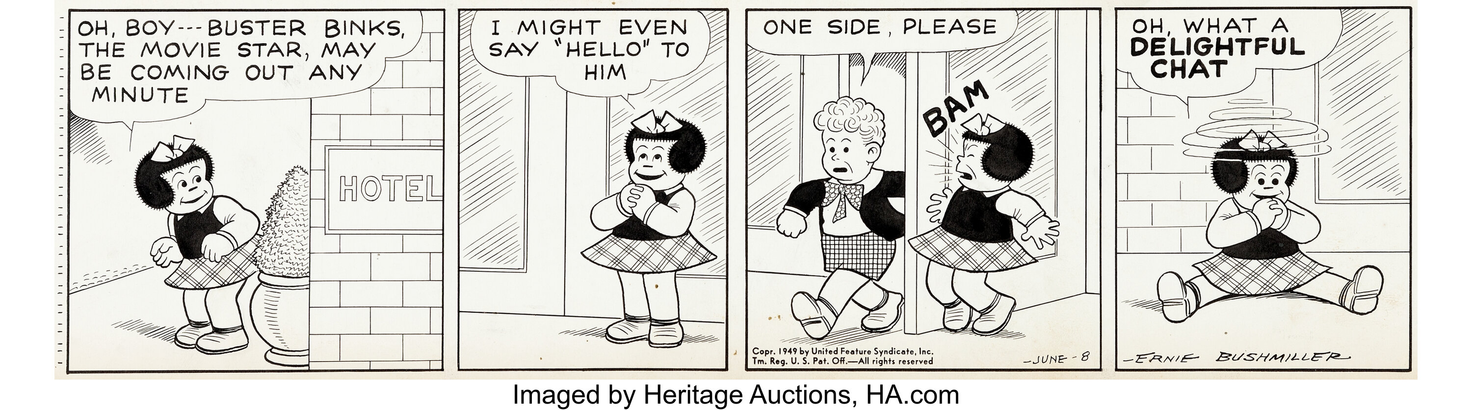 Ernie Bushmiller Nancy Daily Comic Strip Original Art Dated 6 8 49 Lot 93419 Heritage Auctions