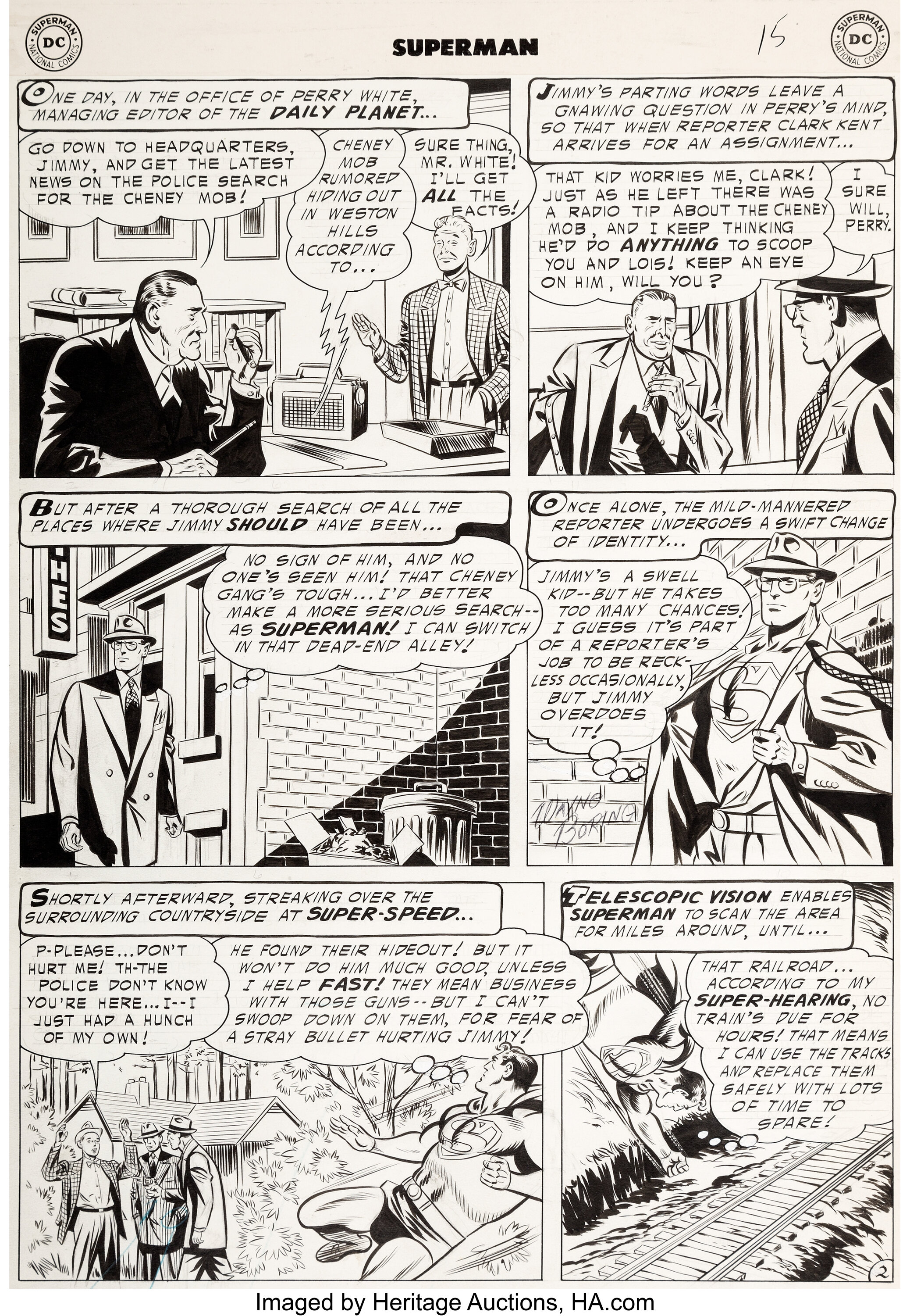 Wayne Boring Superman #93 Story Page 2 Original Art (DC, 1954 ...