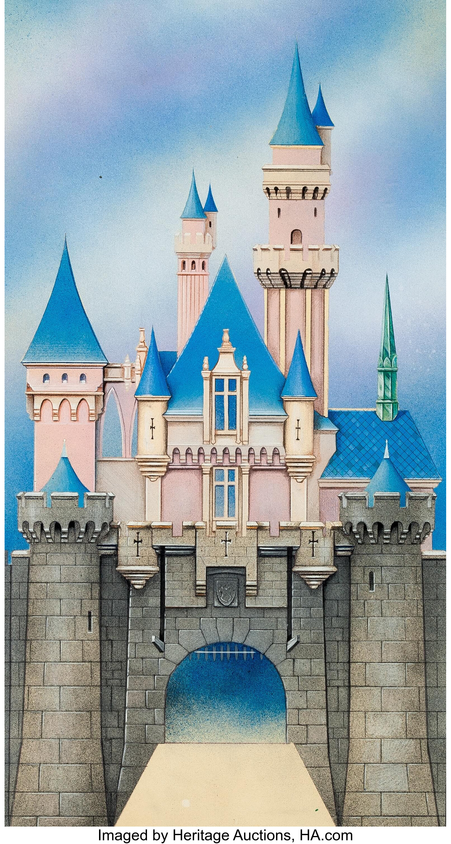 Sleeping Beauty Disneyland Castle Illustration Original Art (Walt Lot