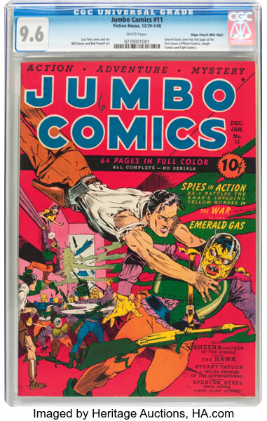 Golden Age (1938-1955):Adventure, Jumbo Comics #11 Mile High Pedigree (Fiction House, 1940) CGC NM+ 9.6 White pages....