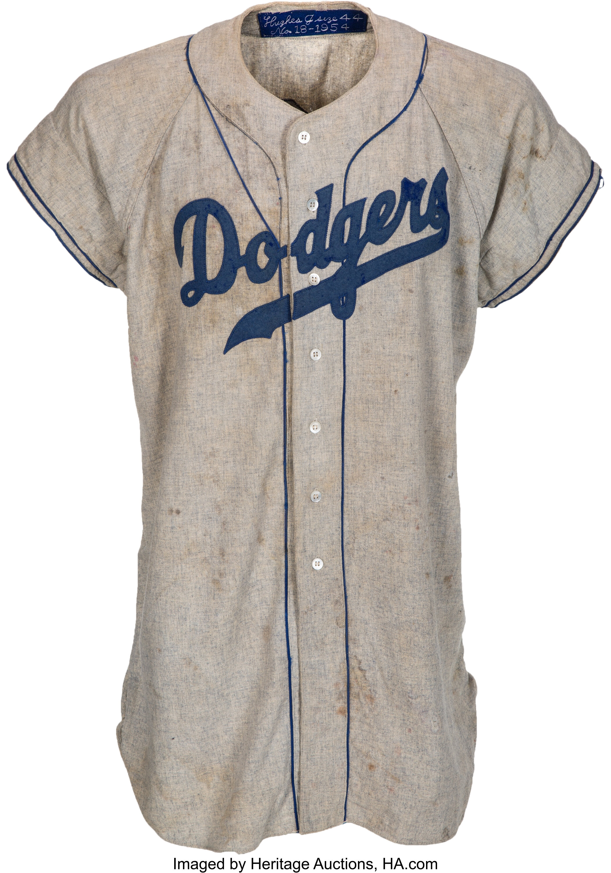 1954 Jim Hughes Game Worn Brooklyn Dodgers Jersey. Baseball, Lot #81998