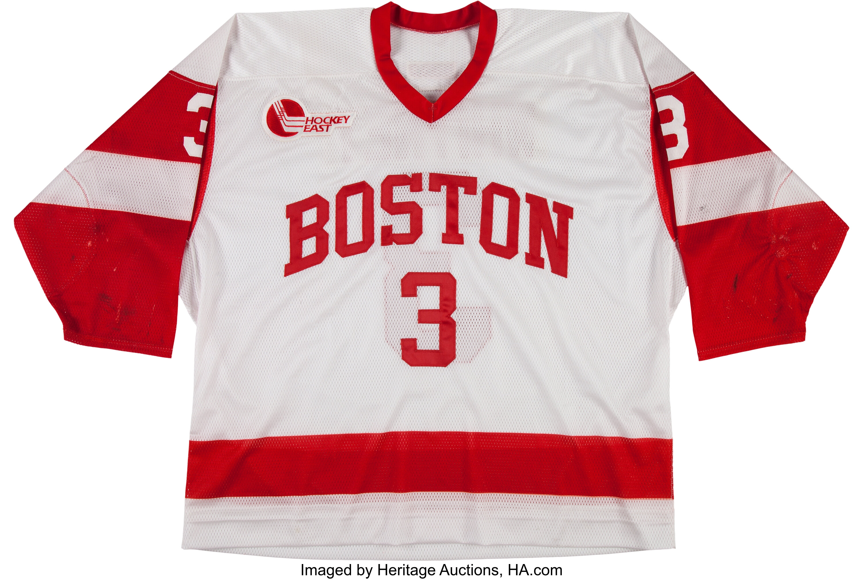 2001-02 Ryan Whitney Game Worn Boston University Jersey. Hockey, Lot  #83841